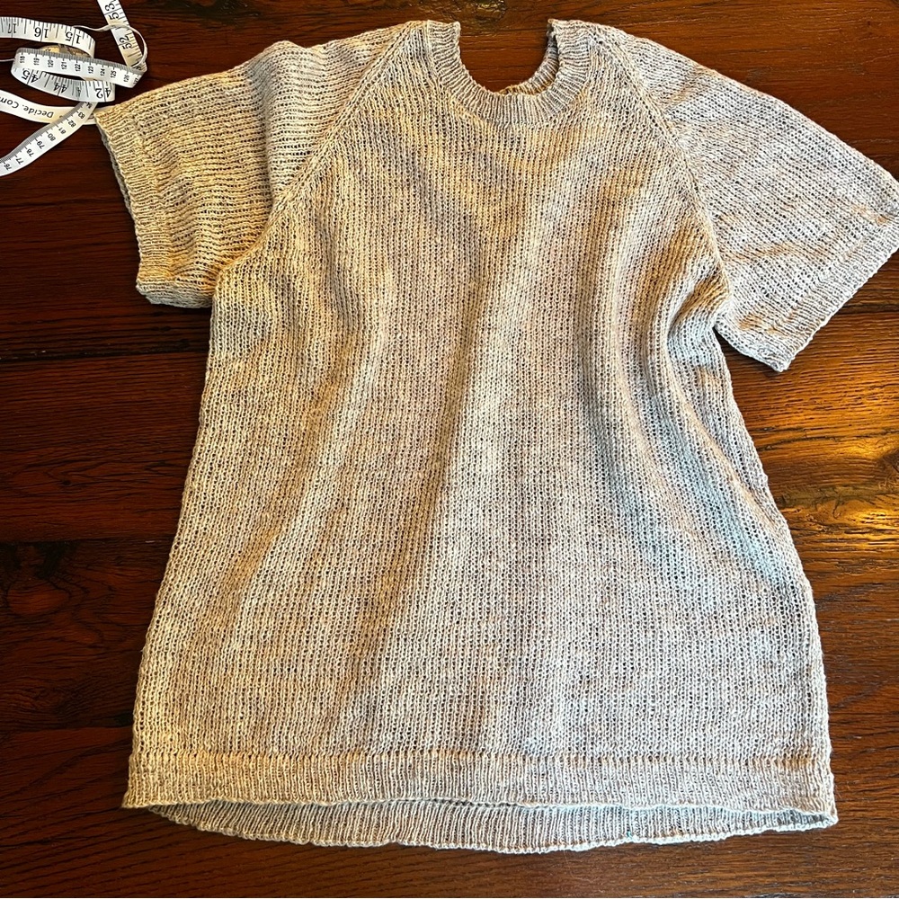 Linen /Marino Wool shorts sleeve sweater M